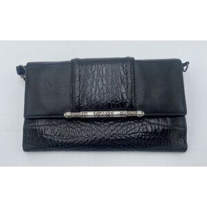 Vintage Brighton Tri-Fold Croco Embossed Leather Credit Card Snap Wallet